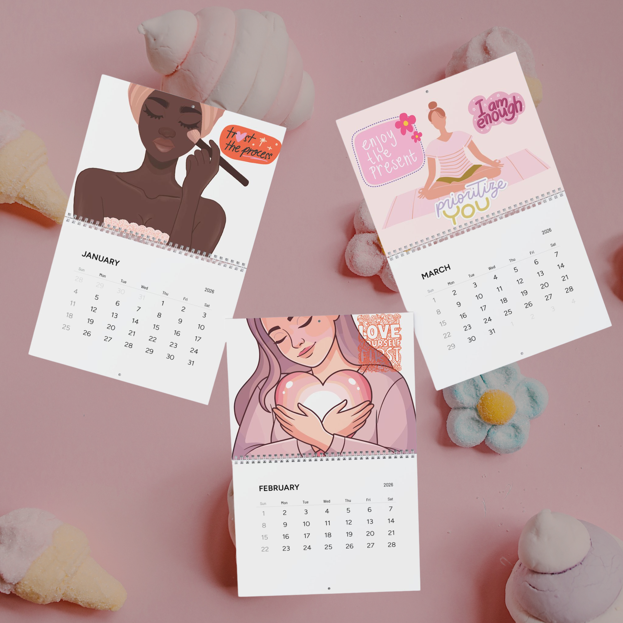 Self Love Quotes Calendar 2026 Wall Calendar | Vibrant Colors, Motivational Art