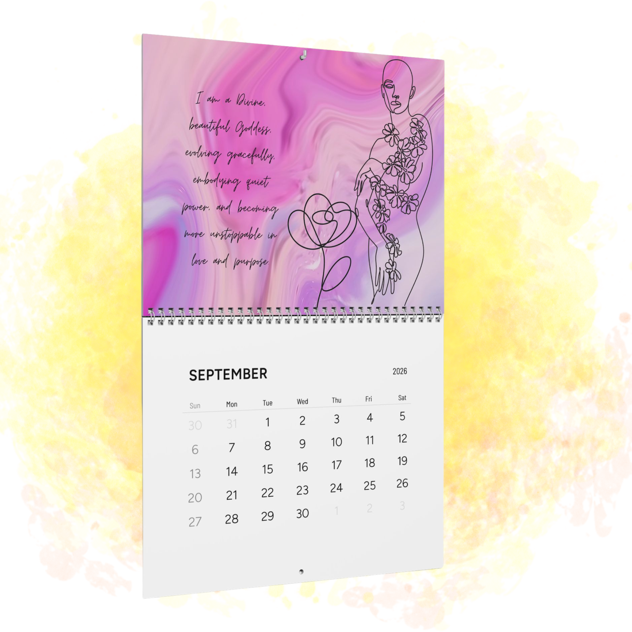 Divine Feminine Affirmations 2026 Wall Calendar | Goddess Empowerment Art
