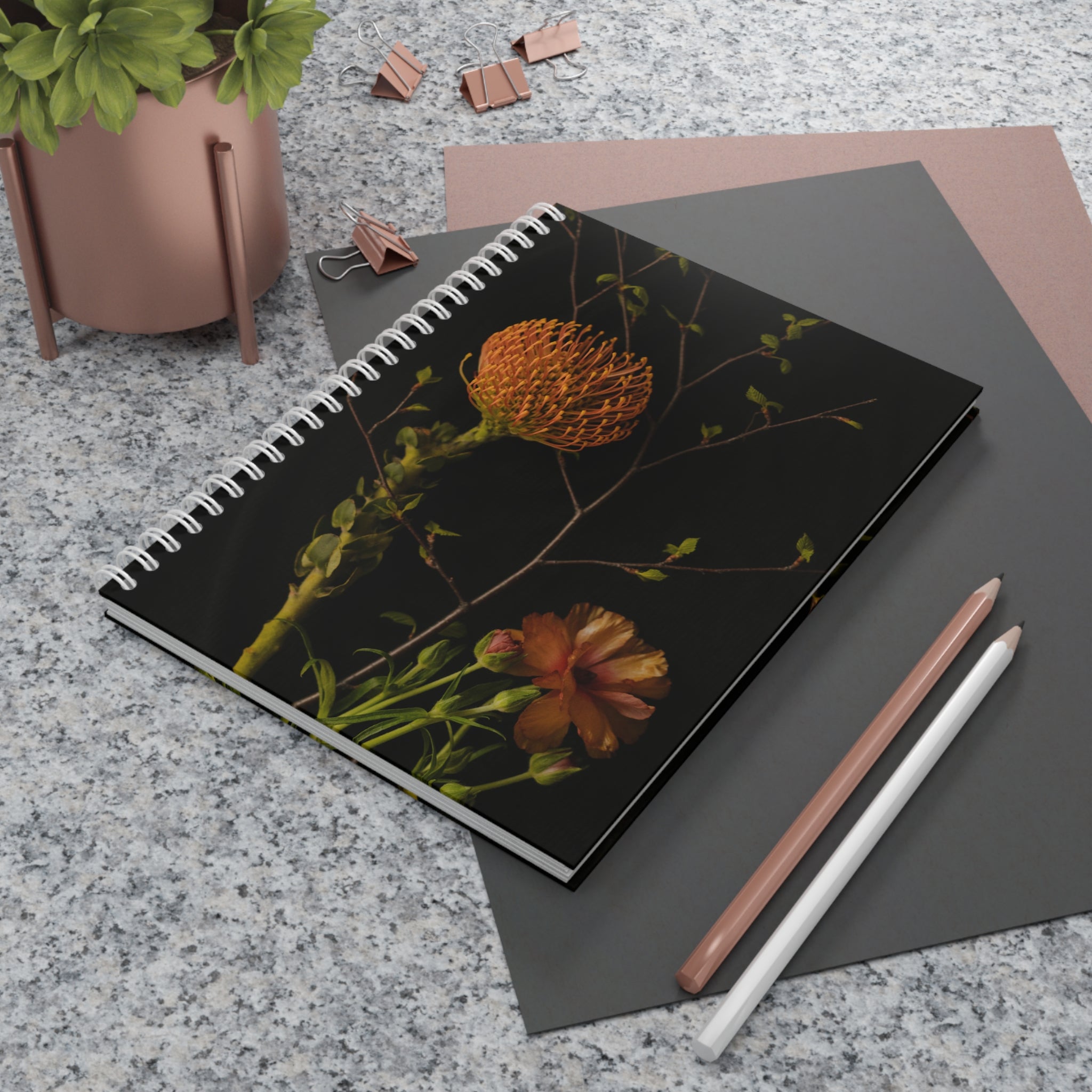 Floral 'Daily Journal — Unfiltered Thoughts' Spiral Notebook