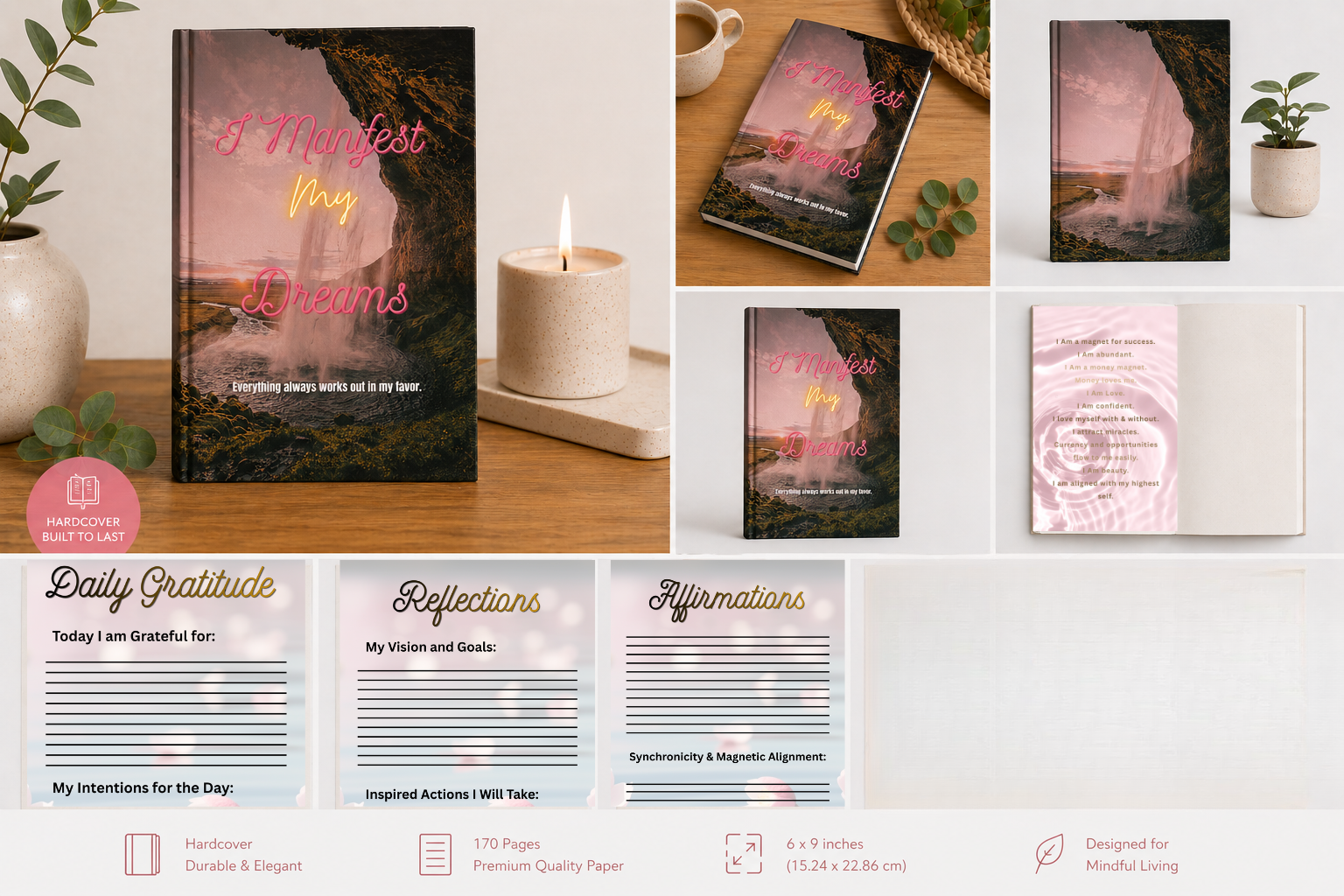 Manifestation Journal |" I Manifest My Dreams" gratitude and intentional journal